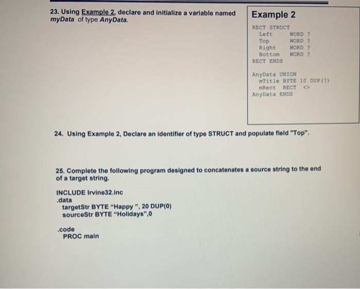Solved 23. Using Example 2. declare and initialize a | Chegg.com