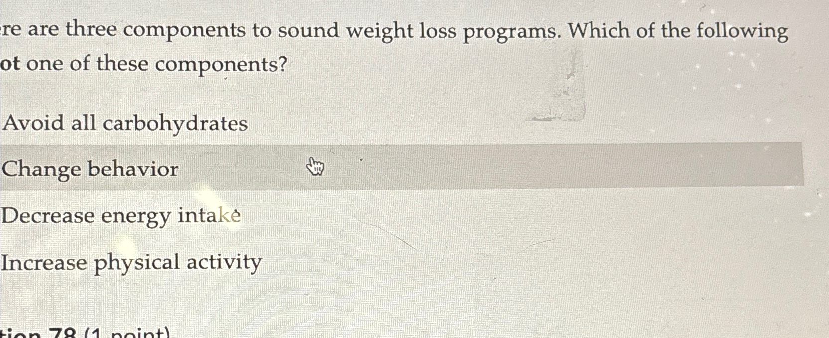 Solved are three components to sound weight loss programs.