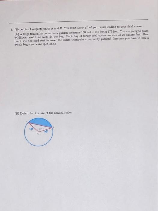 Solved 4. (10 points) Complete parts A and B. You must show | Chegg.com