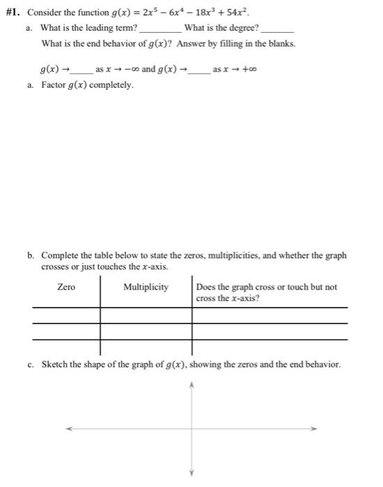 Solved #1. Consider the function g(x) = 2x5 - 6x* - 18x + | Chegg.com