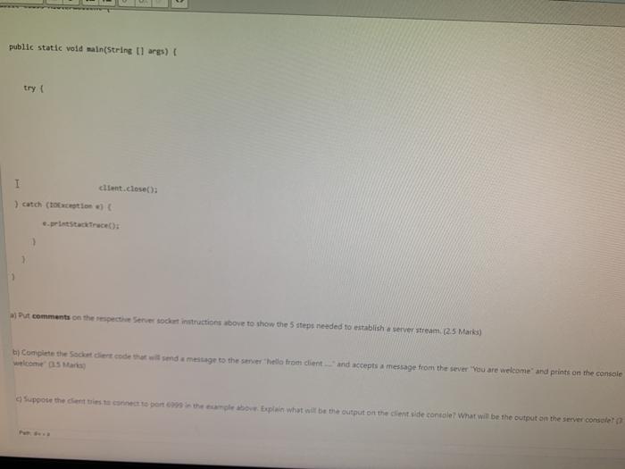 Consider the partial code given below for the TCP | Chegg.com