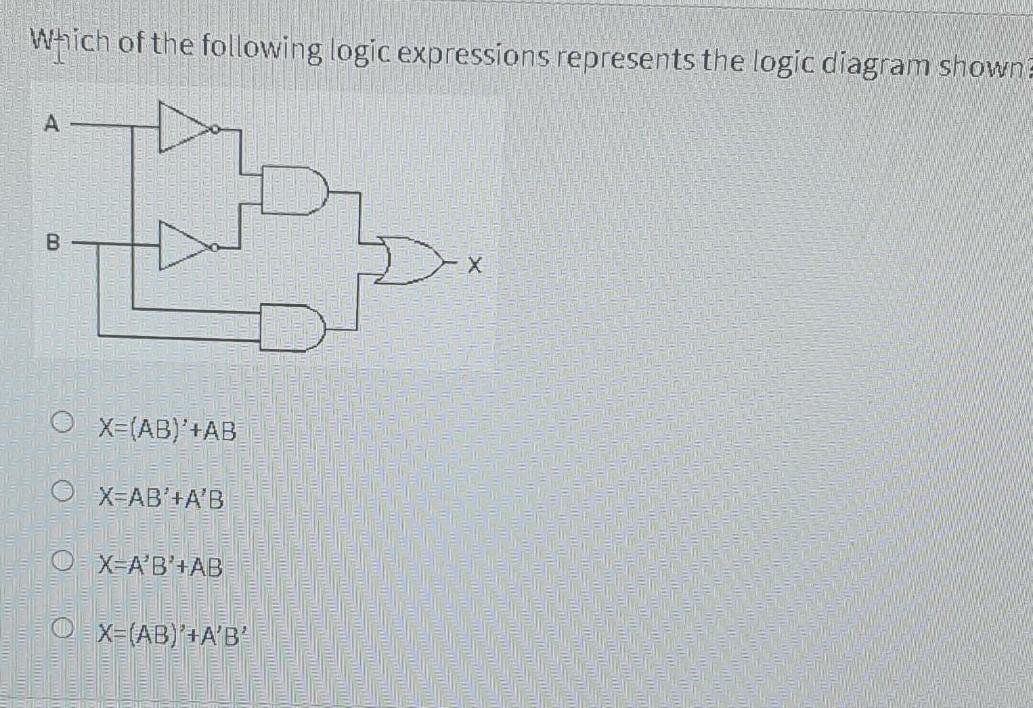 Solved Which of the following logic expressions represents | Chegg.com