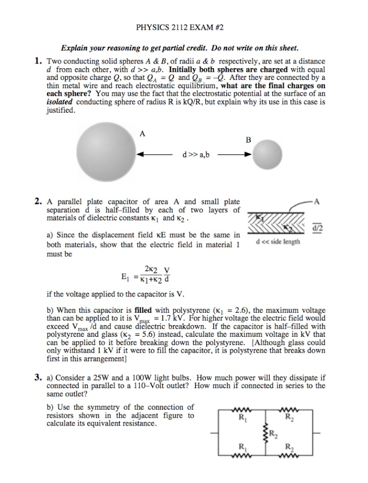 Two Conducting Solid Spheres A & B, Of Radii A & B | Chegg.com