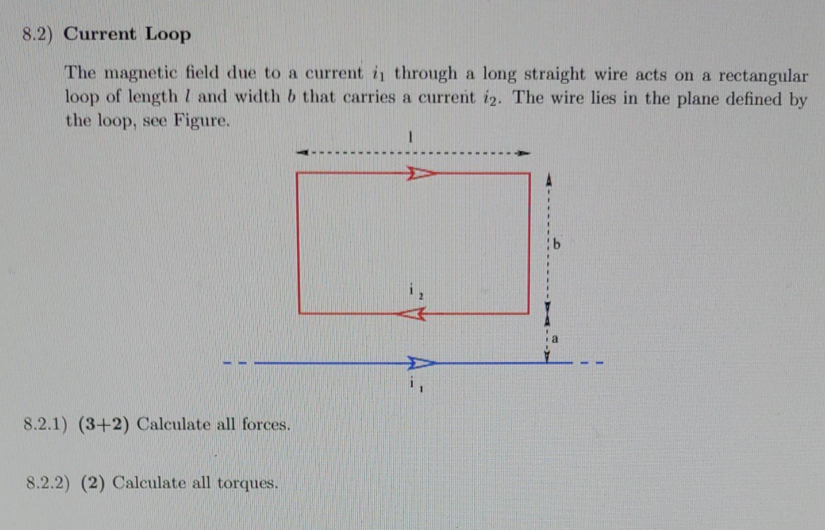 Solved The magnetic field due to a current i1 through a long | Chegg.com