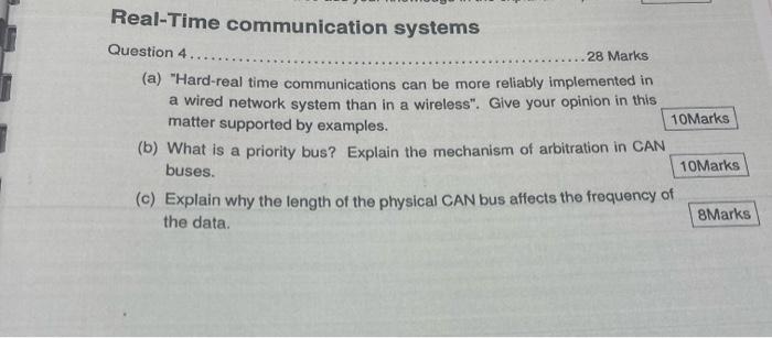 Solved Real-Time Communication Systems Question 4 .28 Marks | Chegg.com