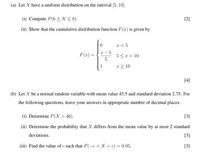 Solved A Let X Have A Uniform Distribution On The Interval 7709