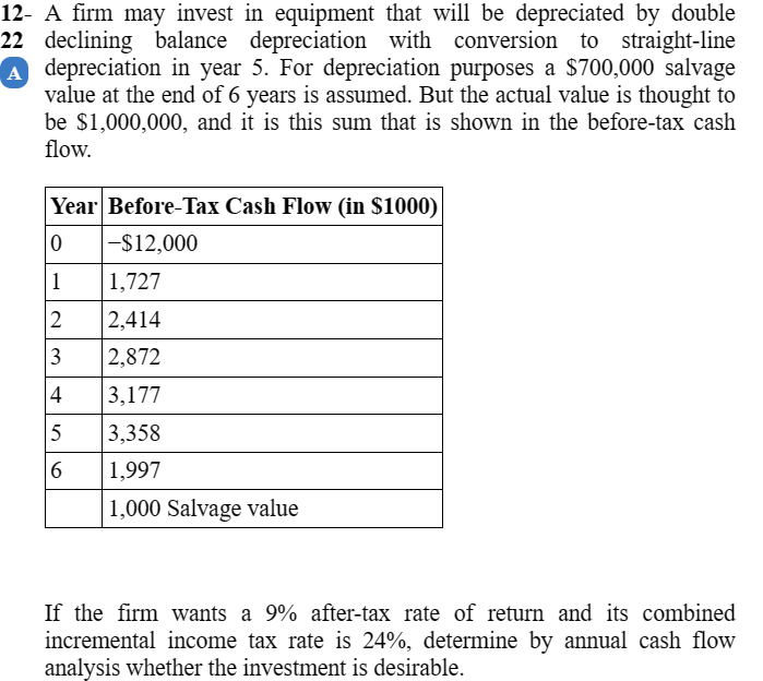 If the firm wants a 9% ﻿after-tax rate of return and | Chegg.com