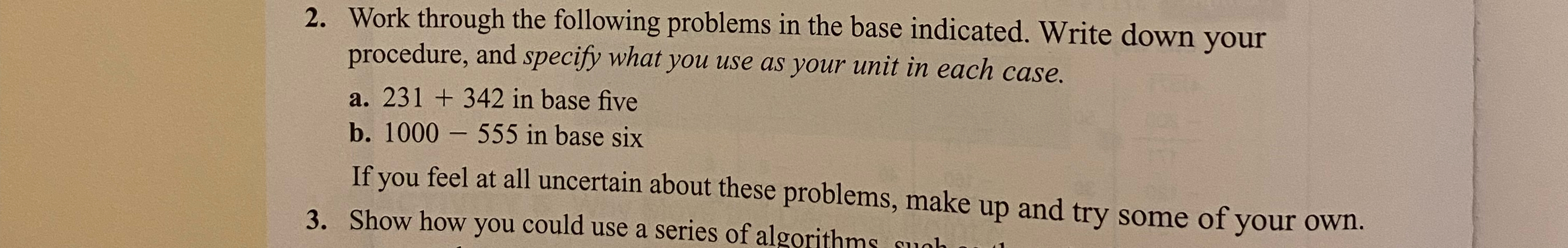 Solved Work through the following problems in the base | Chegg.com