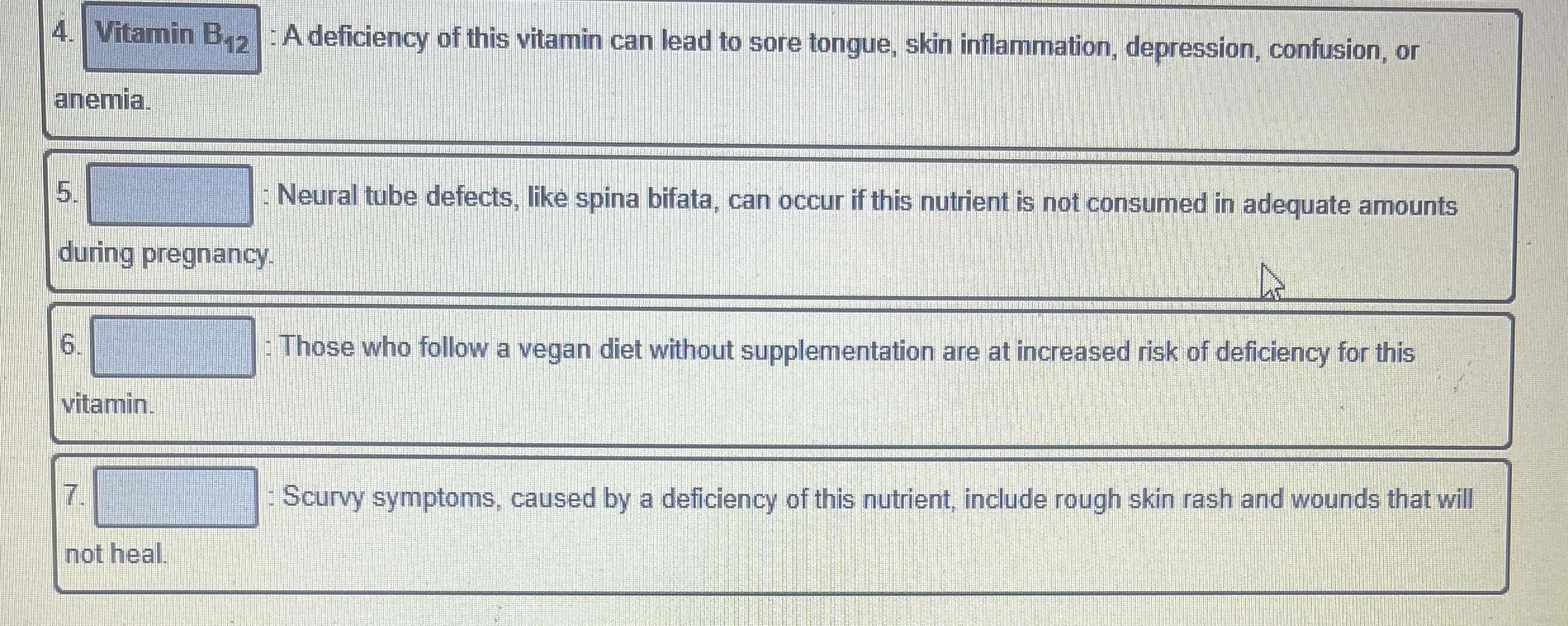 Solved ﻿ A deficiency of this vitamin can lead to sore