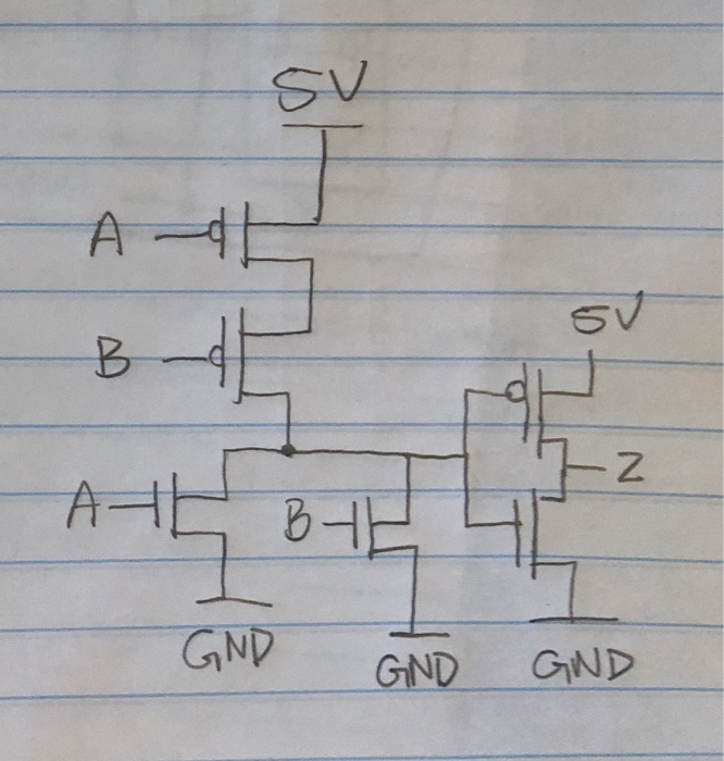 Solved Te following gate where transistor level circuit | Chegg.com