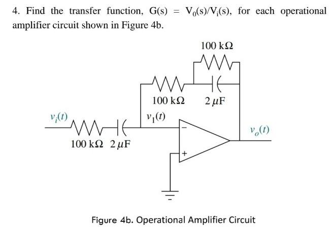 Solved 4. Find the transfer function, G(s)=V0(s)/Vi(s), for | Chegg.com
