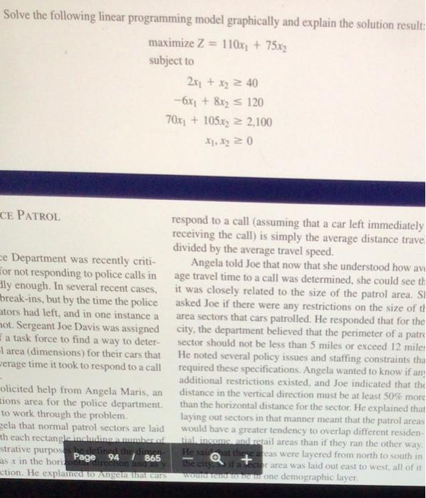 Solved Solve the following linear programming model | Chegg.com