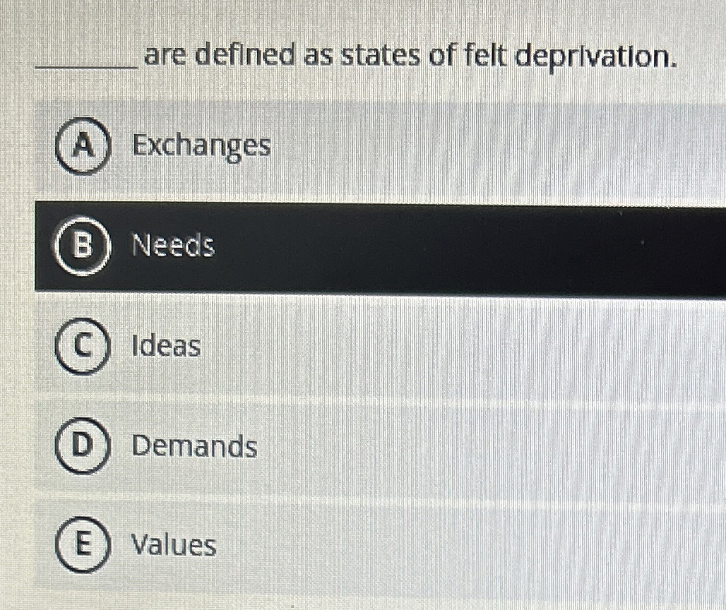 Solved are defined as states of felt deprivation.(A)