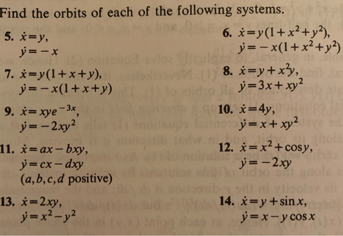 Solved Find The Orbits Of Each Of The Following Systems 5 Chegg Com