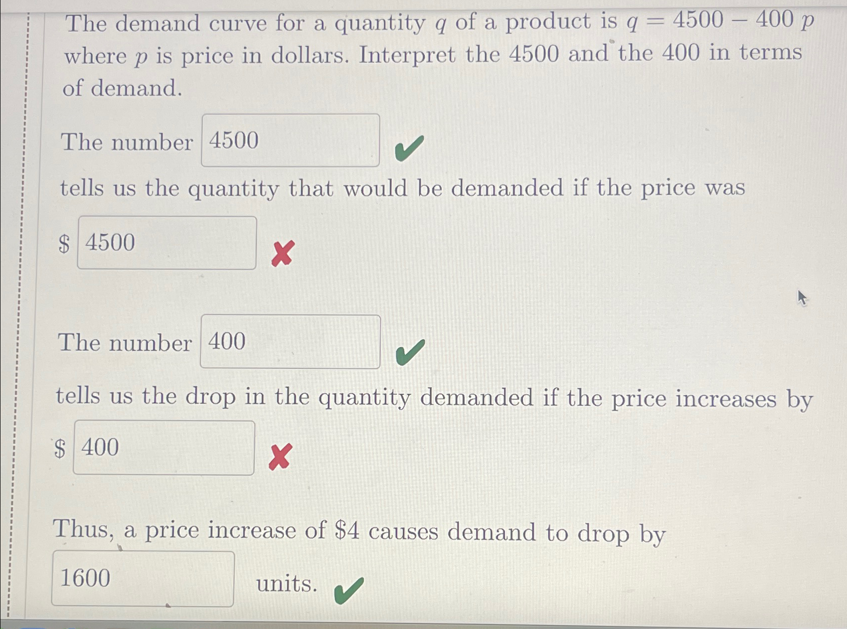 Solved The demand curve for a quantity q ﻿of a product is | Chegg.com