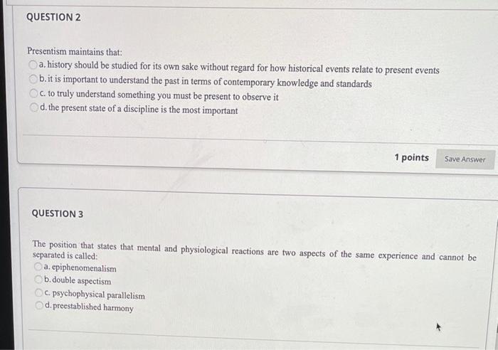 Solved QUESTION 2 Presentism maintains that: a, history | Chegg.com