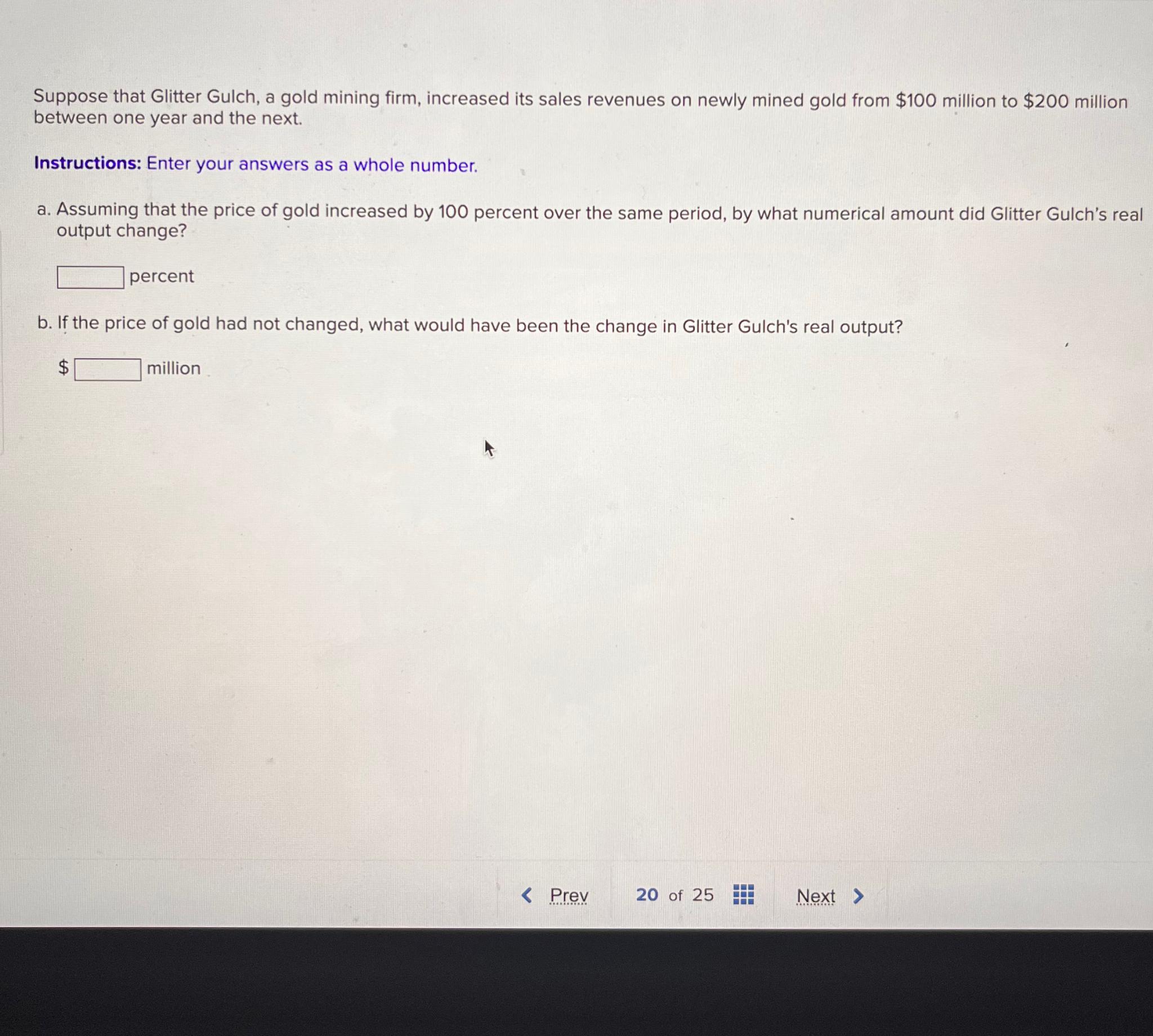 Solved Suppose that Glitter Gulch, a gold mining firm,