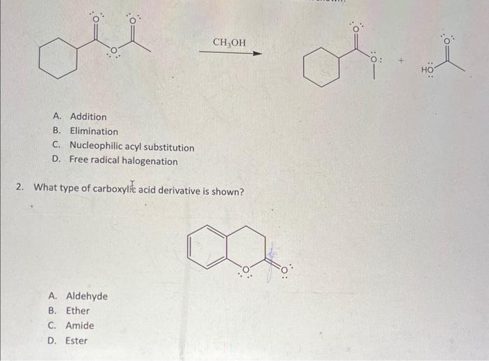 Solved CH3OH A. Addition B. Elimination C. Nucleophilic | Chegg.com