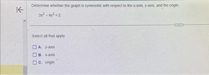 Solved Determine whether the graph is symmetric with respect | Chegg.com