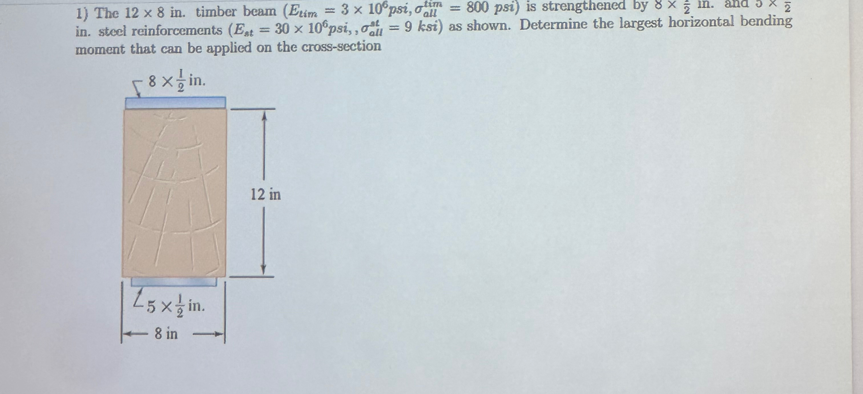 Solved The 12×8in. ﻿timber beam | Chegg.com