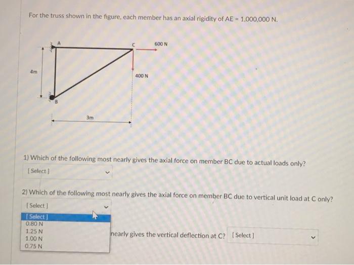 Solved For the truss shown in the figure, each member has an | Chegg.com
