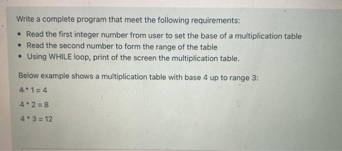 Solved Write a complete program that meet the following | Chegg.com