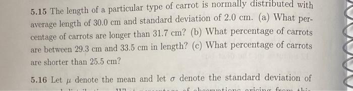 Solved 5.15 The length of a particular type of carrot is | Chegg.com