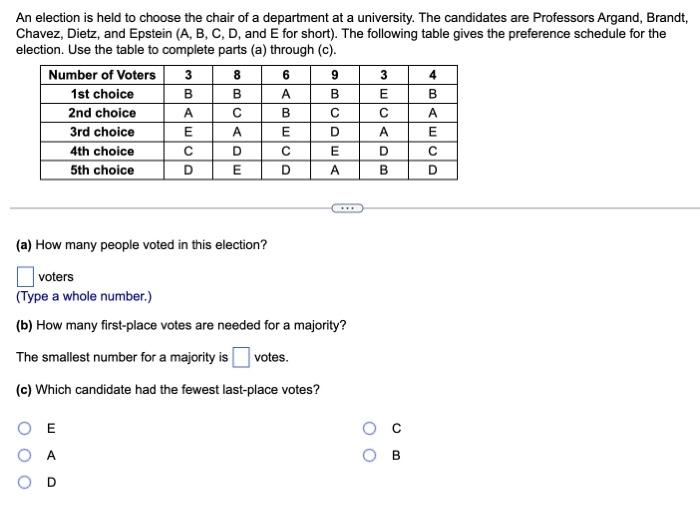 Solved An Election Is Held To Choose The Chair Of A | Chegg.com