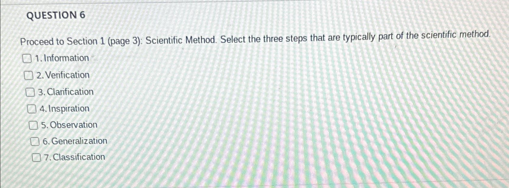 Solved QUESTION 6Proceed to Section 1 (page 3): Scientific | Chegg.com