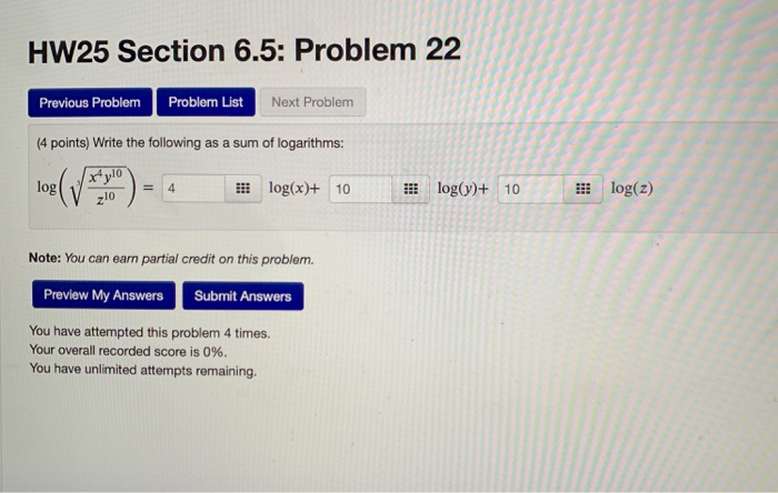 Solved HW25 Section 6.5: Problem 22 Previous Problem Problem | Chegg.com