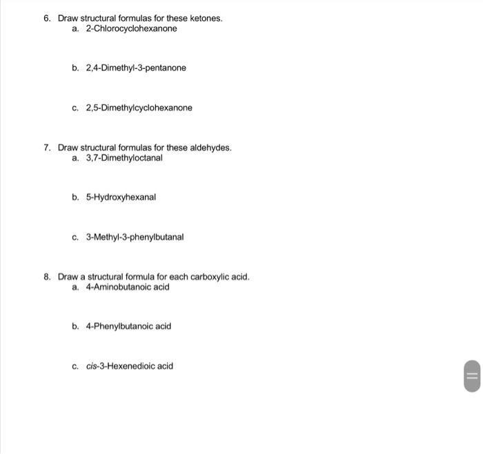 Solved 3. Draw structural formulas for these compounds. a. | Chegg.com