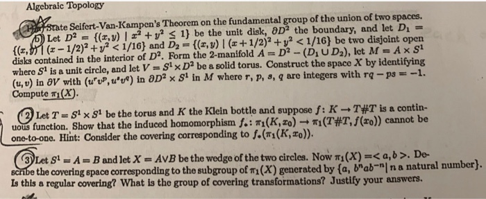 Algebraic Topology State Seifert-Van-Kampen's Theorem | Chegg.com