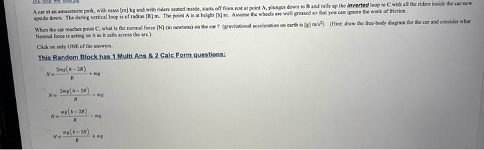 Solved This Random Block has 1 Multi Ans \& 2 Calc Form | Chegg.com