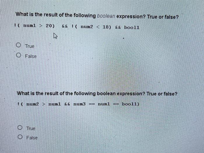 Solved What is the result of the following boolean | Chegg.com