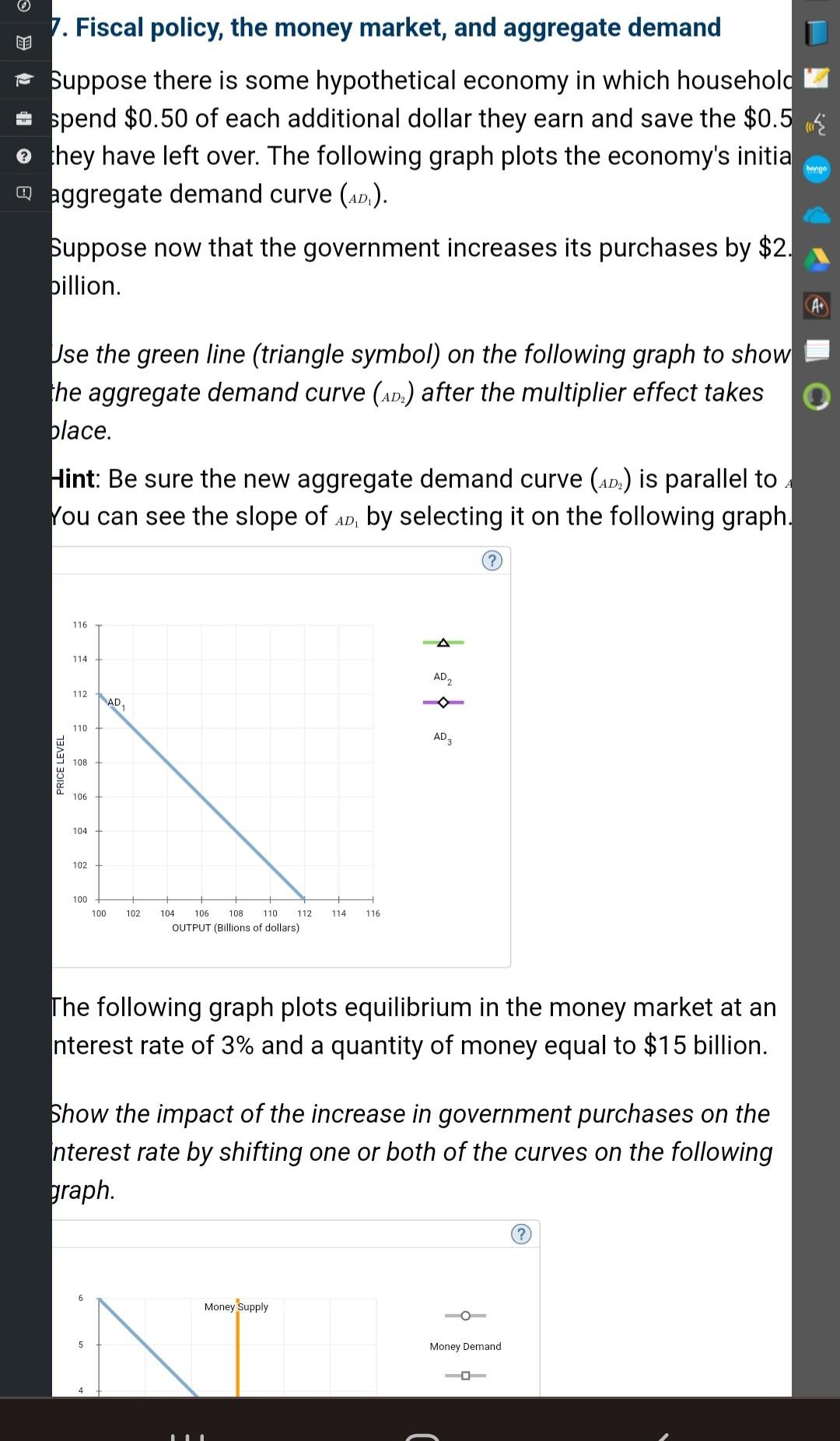 Solved Fiscal Policy, The Money Market, And Aggregate Demand | Chegg.com