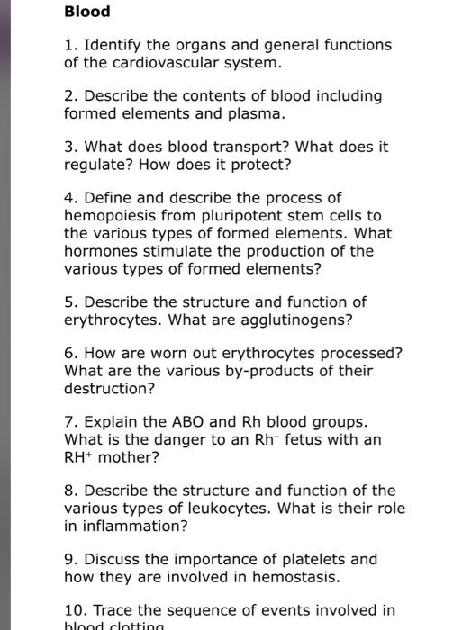 Solved 1. Identify The Organs And General Functions Of The | Chegg.com