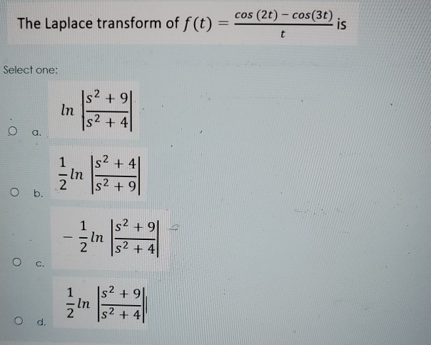 laplace transform of te^-2t cos(3t)