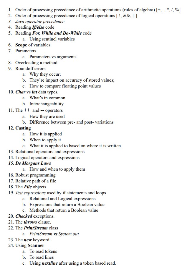 Solved Define these things for Java. Order of processing | Chegg.com