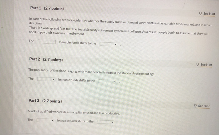 Solved Part 1 (2.7 points) See Hint In each of the following | Chegg.com