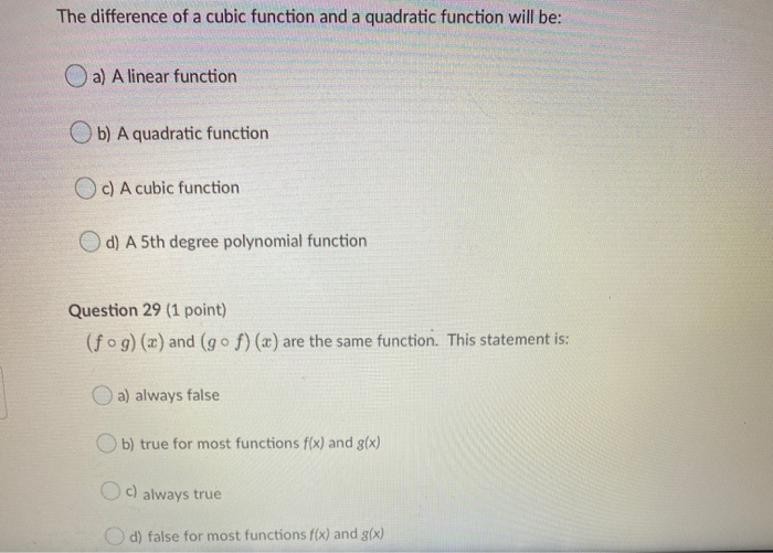 Solved The difference of a cubic function and a quadratic | Chegg.com