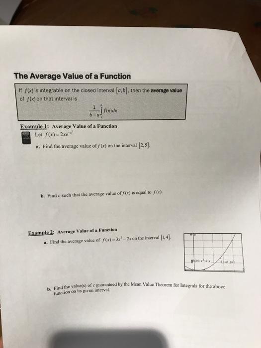 Solved The Average Value Of A Function If F X Is Integra Chegg Com