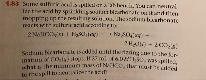 Solved 483 Some Sulfuric Acid Is Spilled On A Lab Bench 1960