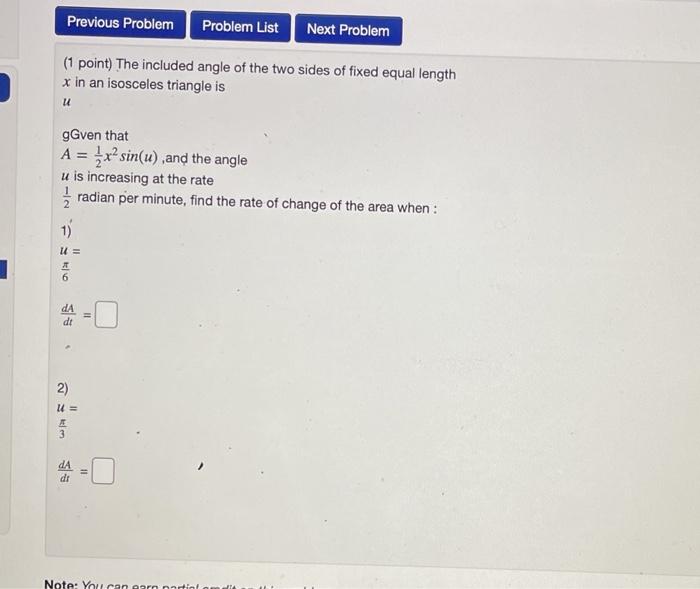 Solved 3.7 Related Rates: Problem 3 Previous Problem Problem | Chegg.com