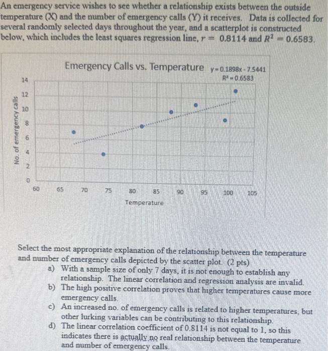 Solved An emergency service wishes to see whether a | Chegg.com