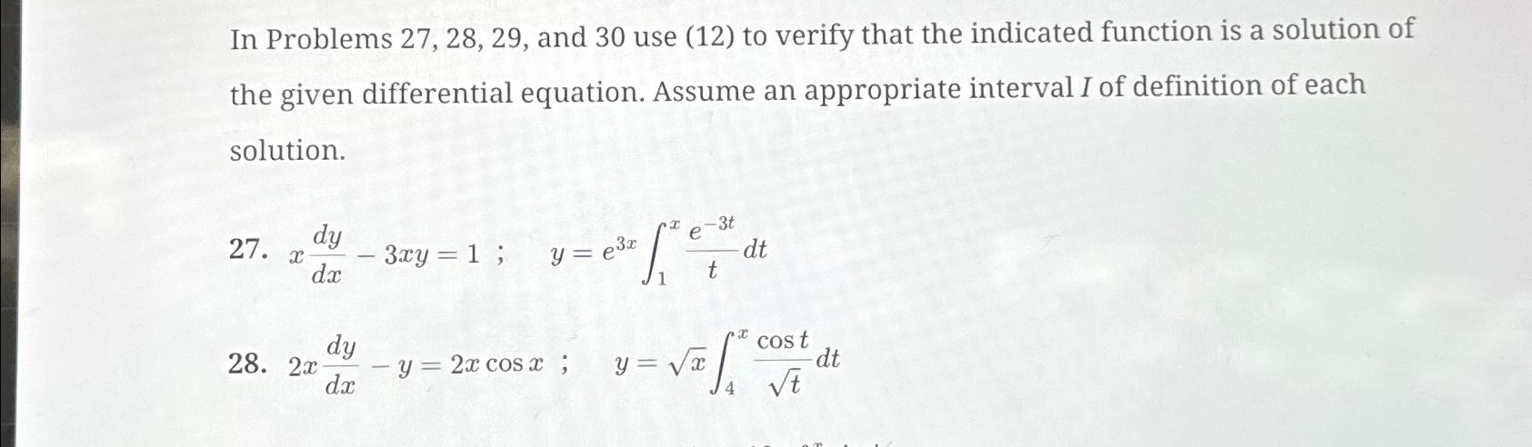 Solved In Problems 27, 28, 29, ﻿and 30 ﻿use (12) ﻿to verify | Chegg.com