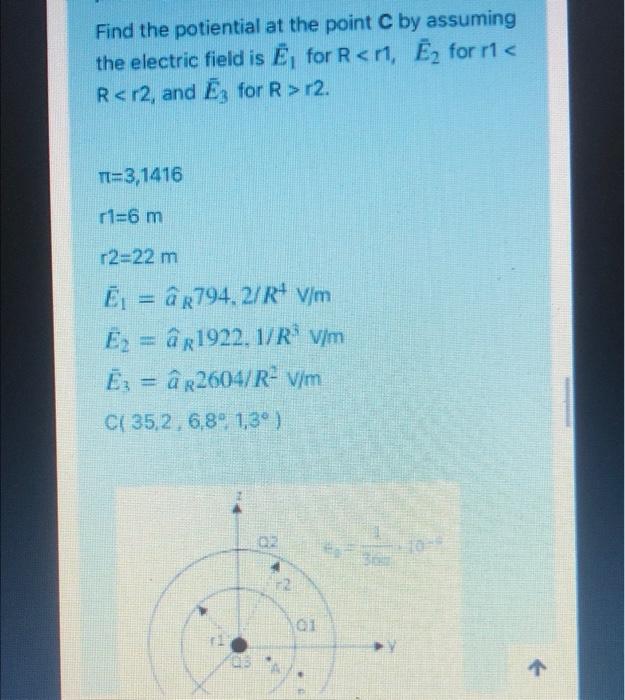 Solved Find the potiential at the point C by assuming the | Chegg.com