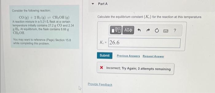 Solved Consider the following reaction: A reaction mixture | Chegg.com