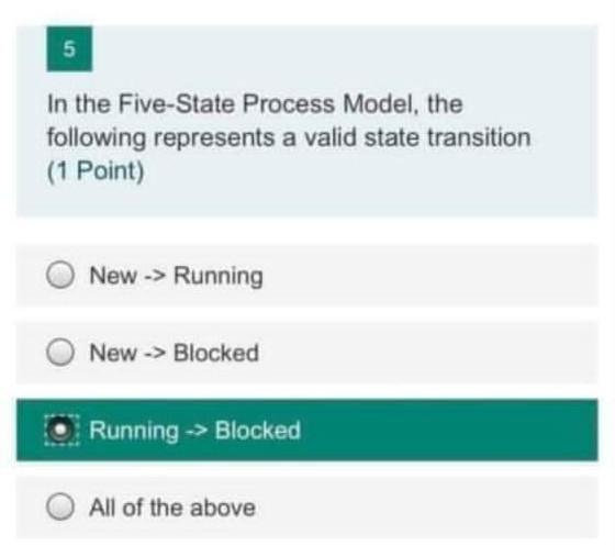 Solved 5 In the Five-State Process Model, the following | Chegg.com