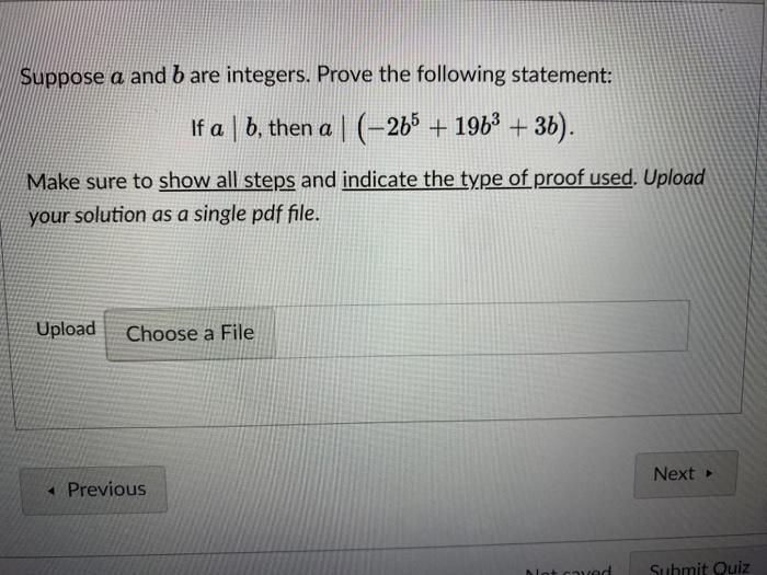 Solved If a∣b, then a∣(−2b5+19b3+3b). Make sure to show all | Chegg.com