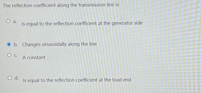 Solved The reflection coefficient along the transmission | Chegg.com